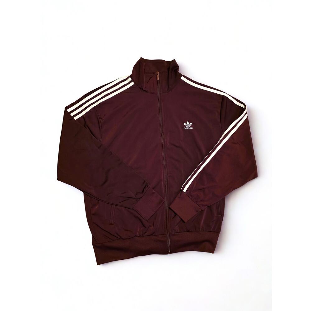 Adidas Firebird Track Jacket Burgundy White Stripes Zip Up NWT Large - Picture 3 of 5